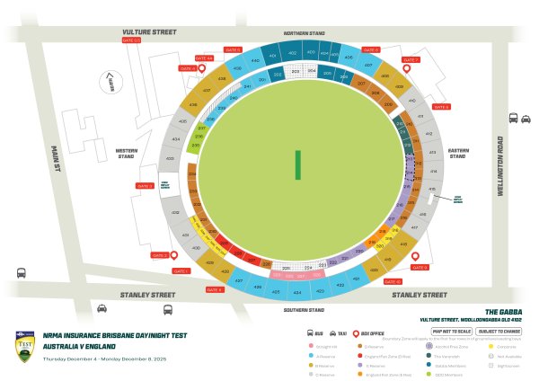 Brisbane Stadium Map 2025-26 Ashes 2nd Test