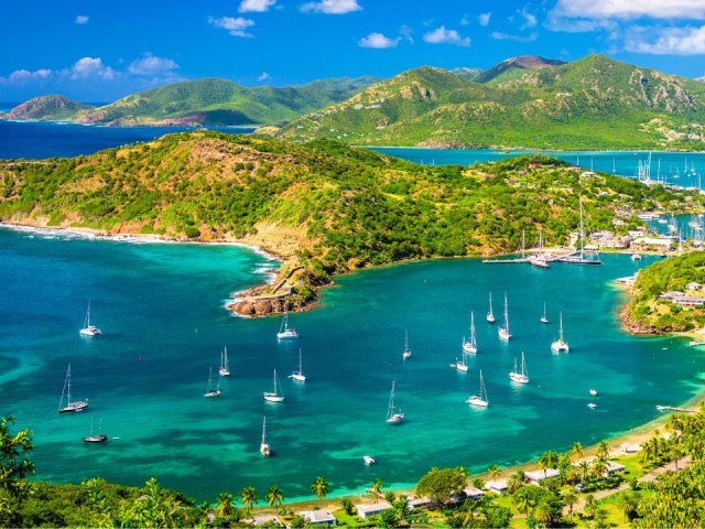 View of Antigua over Nelson's Dockyard