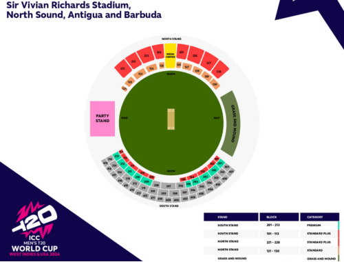 ICC Men's T20 World Cup 2024 West Indies & USA - Sir Vivian Richards Stadium Map Antigua